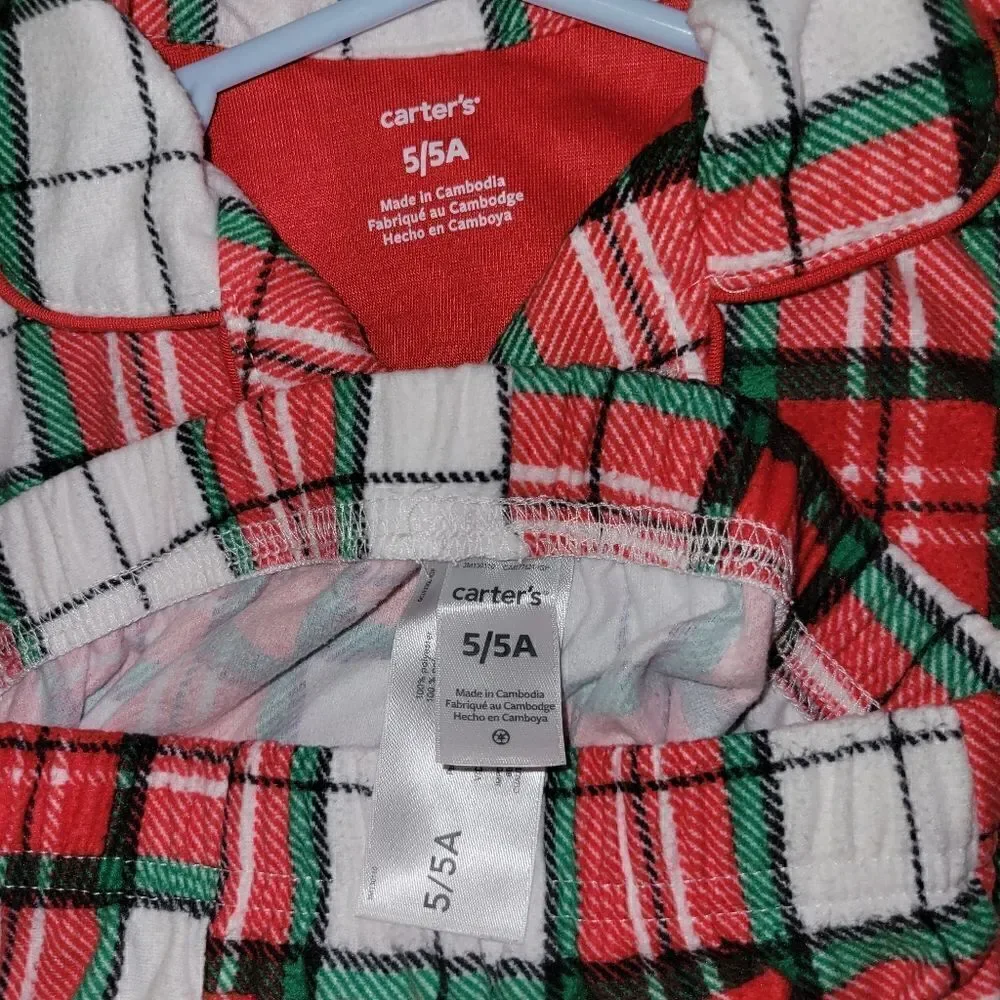 Carter's plaid flannel button pajama set